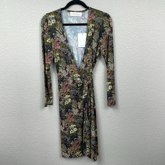 NWT La Prestic Ouiston Shirley Dress Elephant Night Multi True Wrap Sz 2 - Picture 4 of 13